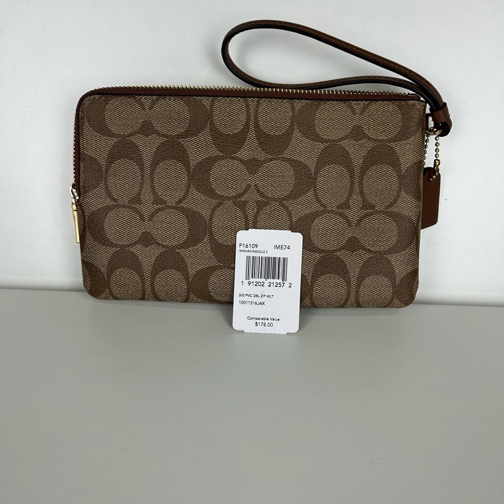 AUTHENTIC COACH DOUBLE ZIP WALLET WRISTLET - Picture 2 of 11